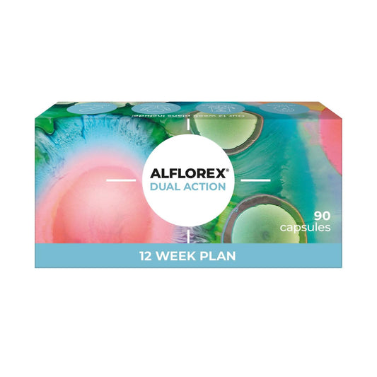 PrecisionBiotics Alflorex Dual Action 12 Week Plan - Daily Gut Health Supplement with Bifidobacterium Longum Bacteria strains 35624 and 1714 + Calcium + Vitamin B6 - Bacterial Cultures - 90 Capsules
