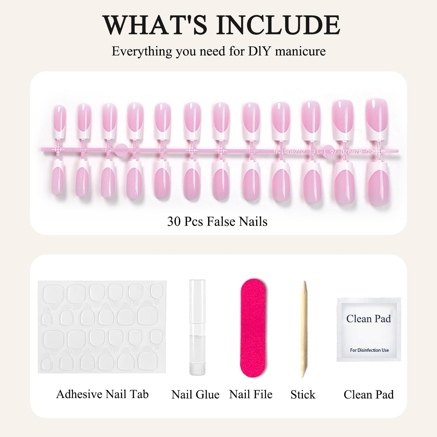 HERBINSOLS French Tip False Nails - Long Press On Nails Square - 24pcs White French Tip Nails - High Glossy Fake Nails With Glue - Coffin Shape Full Cover Acrylic Stick On Nail For Women Girls