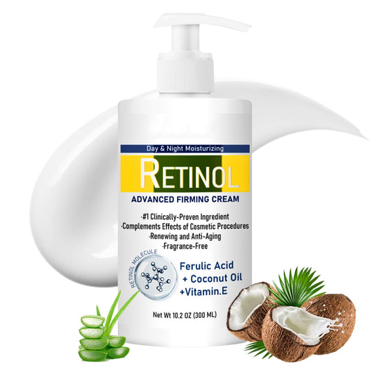 Trendyfave 300ml Retinol Body Lotion, Advanced Retinol Cream, Large-capacity Retinol Firming Body Cream with Cocount Oil and Vitamin E, Remove Dark Spots, Moisturizing Body Lotion for Dry Skin, Smooth Body Skin