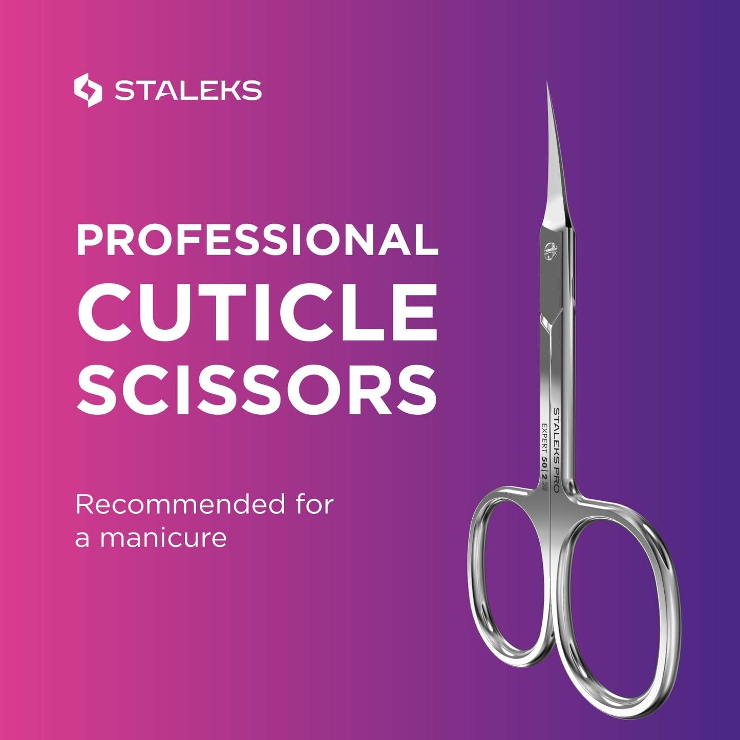 Staleks Silver Classic Professional Cuticle Scissors, Stainless Steel, Curved, Ambidextrous, 15.0 Grams, SE-50/2