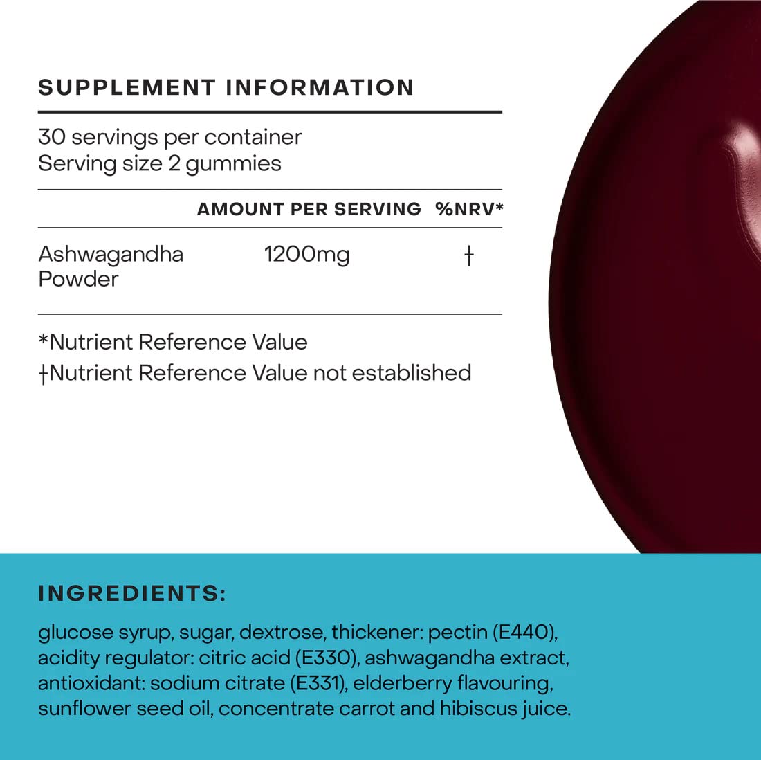 Yumi Nutrition Ashwagandha Gummies | High Strength 1200mg Per Serving Ashwagandha Capsules | 3% Withanolides Help Reduce Stress, Promote Calm & Sharpen Your Focus | x120 Elderberry Flavoured Gummies | 2 Month Supply