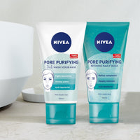 Nivea NIVEA PURIFY PORES Daily Wash Scrub (150 ml), Purifying Face Scrub, Facial Scrub Prevents Blackheads, Exfoliating Scrub with Natural Magnolia Extract and Lactic Acid