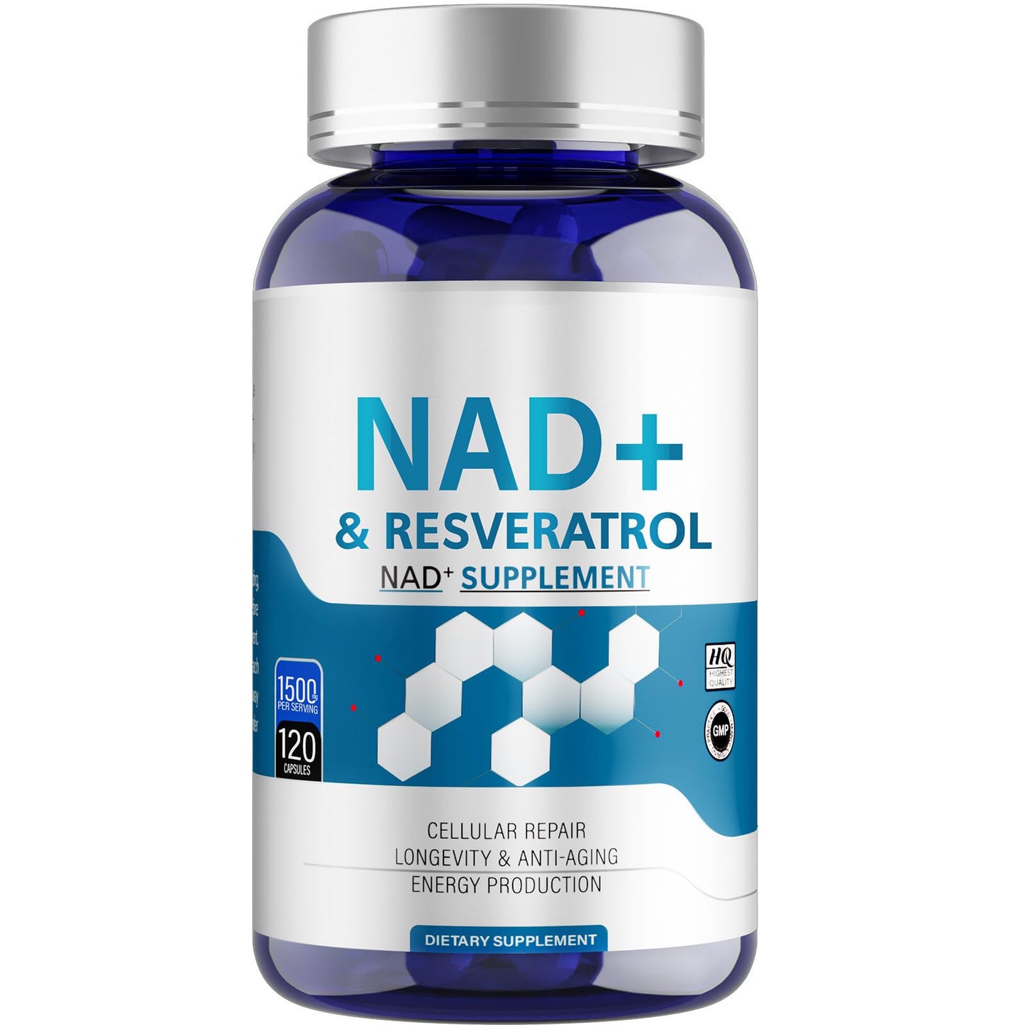 Anogol NAD+ Supplement, (120 Capsules) with NAD+ Resveratrol and Vitamin B3, Superior Absorption, Boosts Energy Metabolism and Cellular Repair, Supports Healthy Aging, 02a