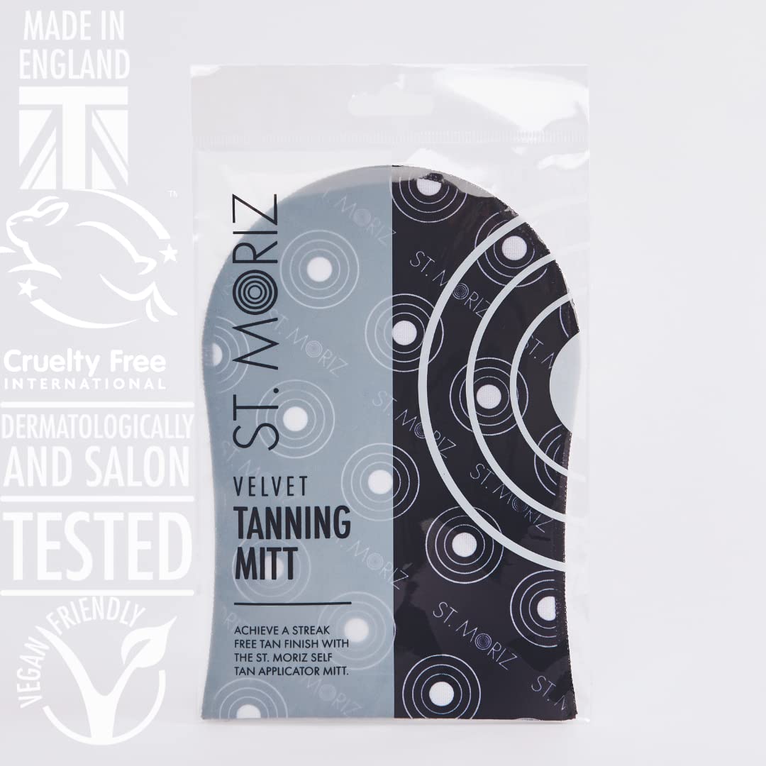 ST. MORIZ St Moriz Velvet Tanning Mitt for Even Fake Tan Coverage, Stain Free Hands & Streak Free Finish | Reusable | Use with Any Fake Tan Mousse, Mist, Lotion | Fake Tan Mitt | Fake Tan Applicator
