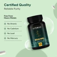 AMBROSIAL Bacopa Monnieri Brahmi Capsules - 500mg 60 Tablets | | Bacopa Extract | Non - GMO | Gluten & Allergen Free | Brain Supplement | 100% Natural Ingredients | By Ambrosial