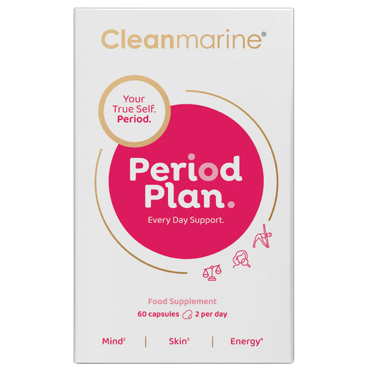 Cleanmarine Period Plan | Unique, All-in-One Blend of Natural Nutrients - Help Balance Your Body’s Daily Needs, All Month Long – Provides Hormonal Support, Plan A for Your Periods - 60 Capsules