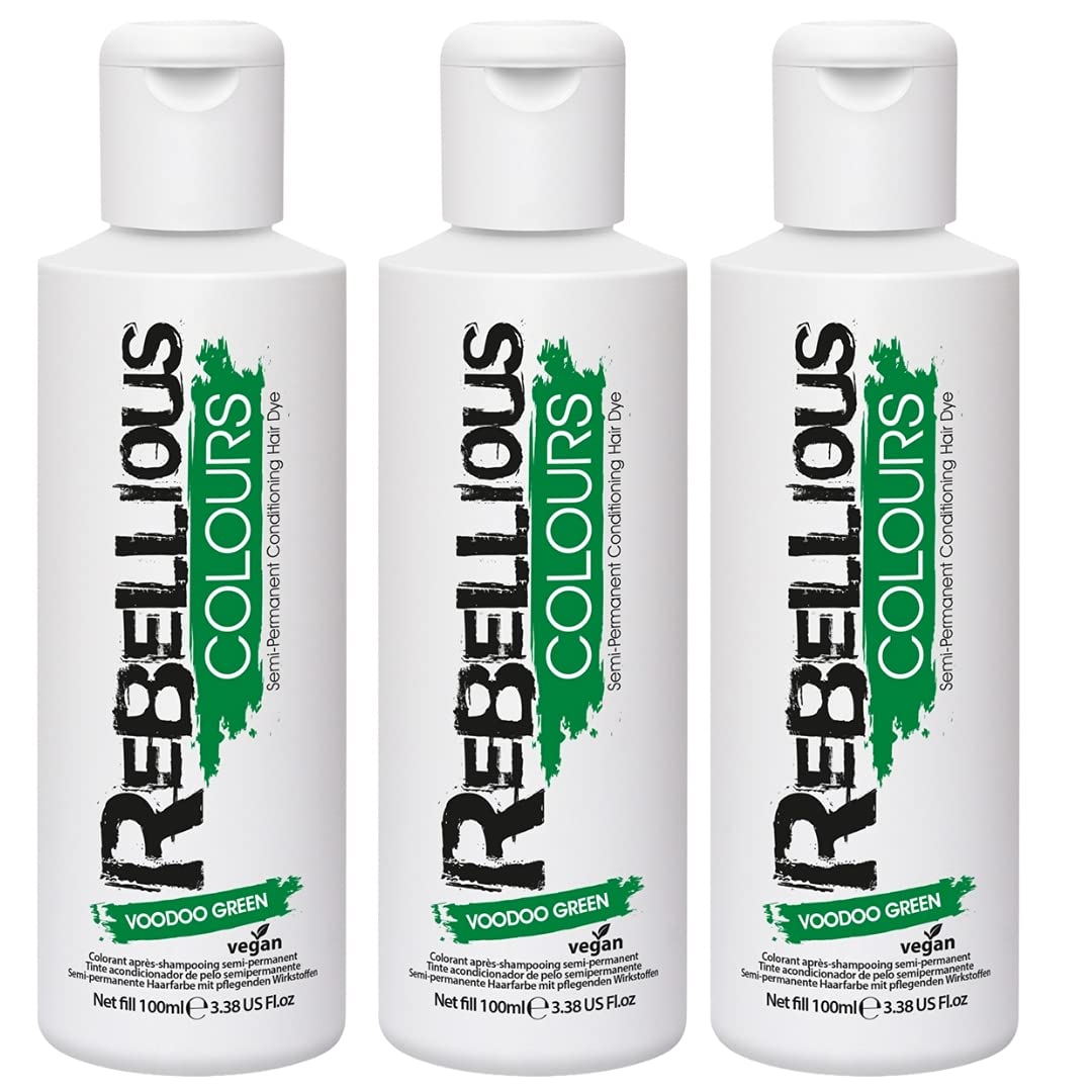 Rebellious Colour Semi Permanent Hair Dye Conditioning vegan cruelty free direct hair colour application 300ml (Voodoo Green)
