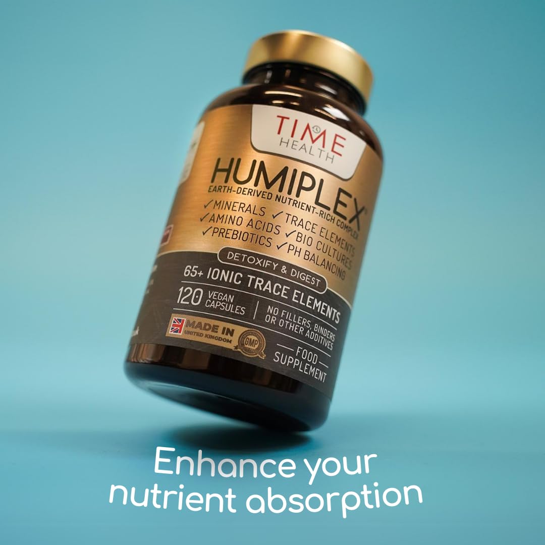 Time Health Humiplex™ - Humic Multi-Nutrient Complex - Minerals, Trace Elements, Amino Acids, Probiotics & Prebiotics - pH Balance, Detox & Digestion - UK Made - Zero Additives - Vegan - 120 Capsules