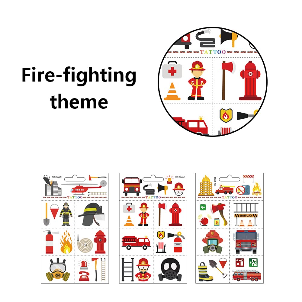 Distillerie des Cévennes 10 Pcs Fire Fake Tattoo Firefighter Temporary Tattoos Waterproof Firetruck Tattoo Sticker for Fire Education Theme Party