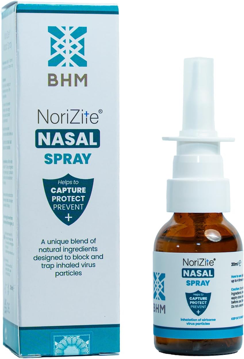 BHM NoriZite Nasal Spray - Long-lasting Natural Barrier Designed to Help for Virus Protection and Cold & Flu Blocker | 6+ Hrs Protection