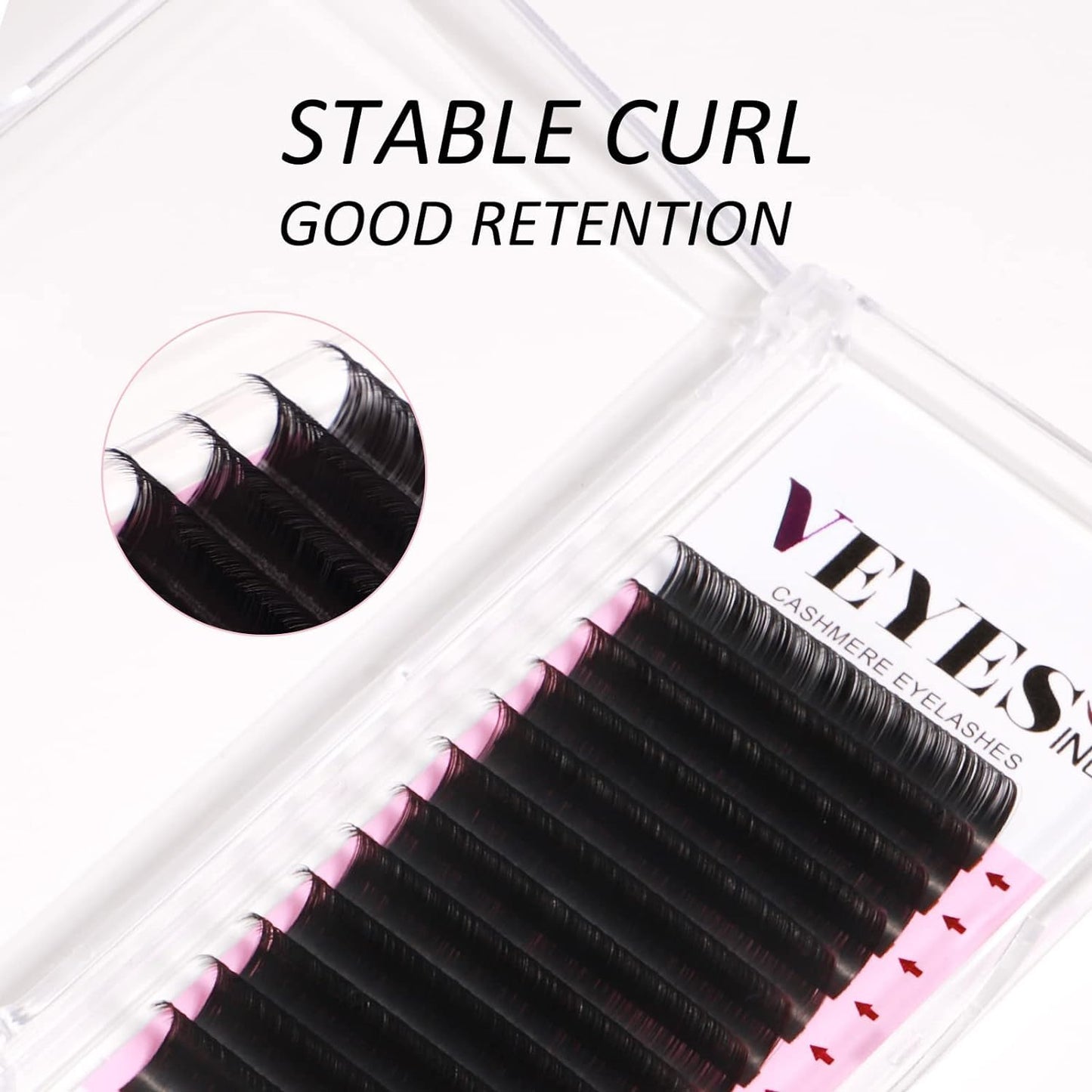 VEYES INC Cashmere Individual Lash Extensions 0.03-0.20 B/C/CC/D/J/M Curl 8-20mm Mixed & Single Length Trays, Matte Black, Professional Supplies for Lash Techs(0.05 B 8-16mm)