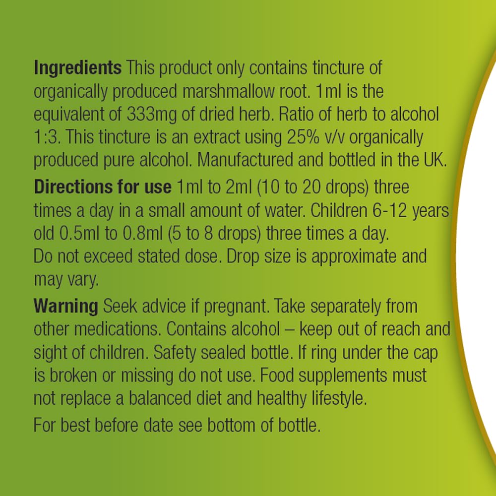 Organic Herbal Remedies Marshmallow Root Tincture, 100 ml