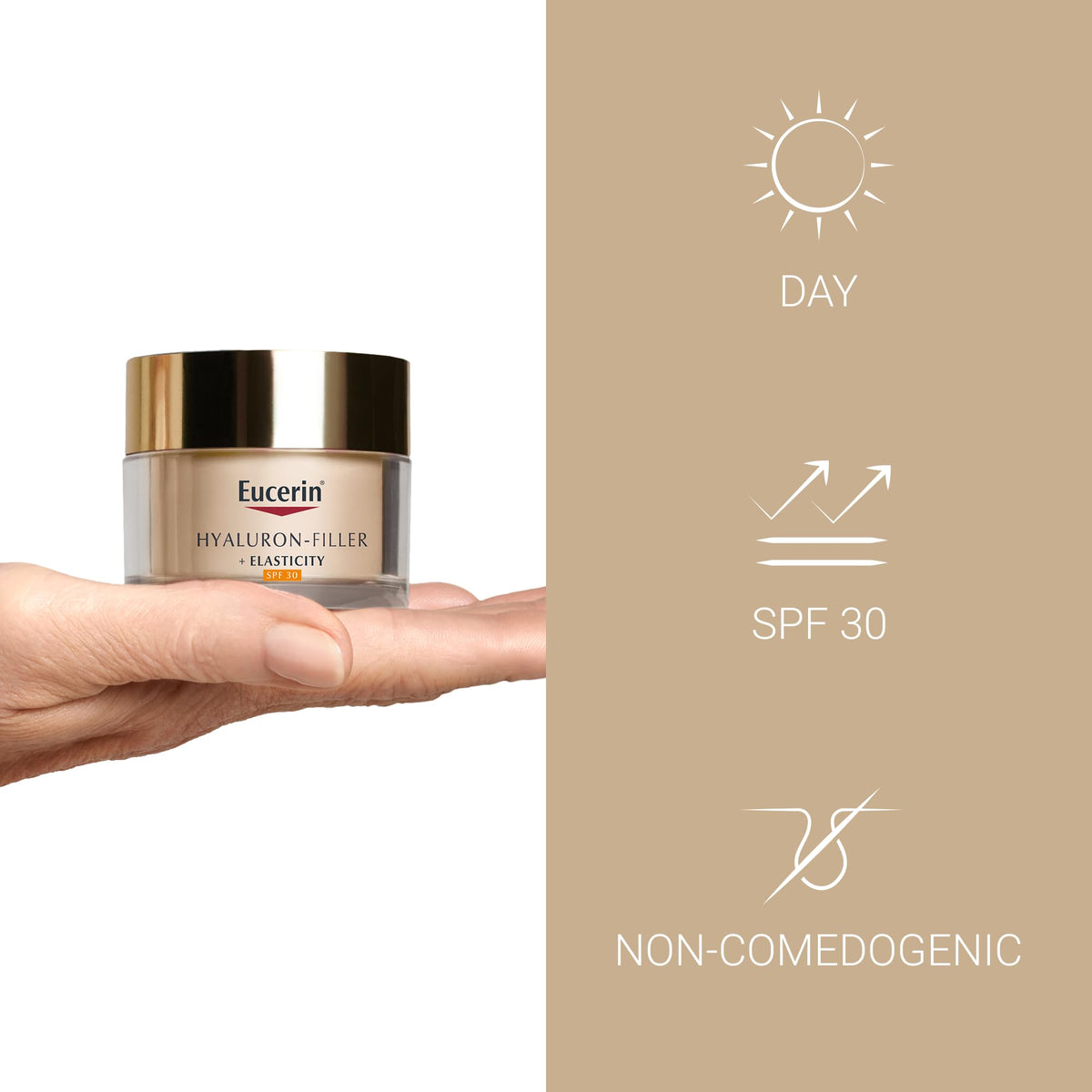 Eucerin Hyaluron-Filler + Elasticity Day Cream Care SPF 30 50ml, Anti Ageing Face Cream for Refined Skin, Nourishing SPF Face Moisturiser with Hyaluronic Acid and Collagen