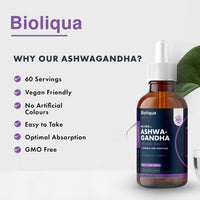 Ashwagandha Supplement Liquid Drops - High Strength of 60,000mg per 60ml Bottle at 4X Concentration - Vegan - 2 Month Supply of Premium Ashwagandha Extract - 60 Servings - Made in UK by Balance