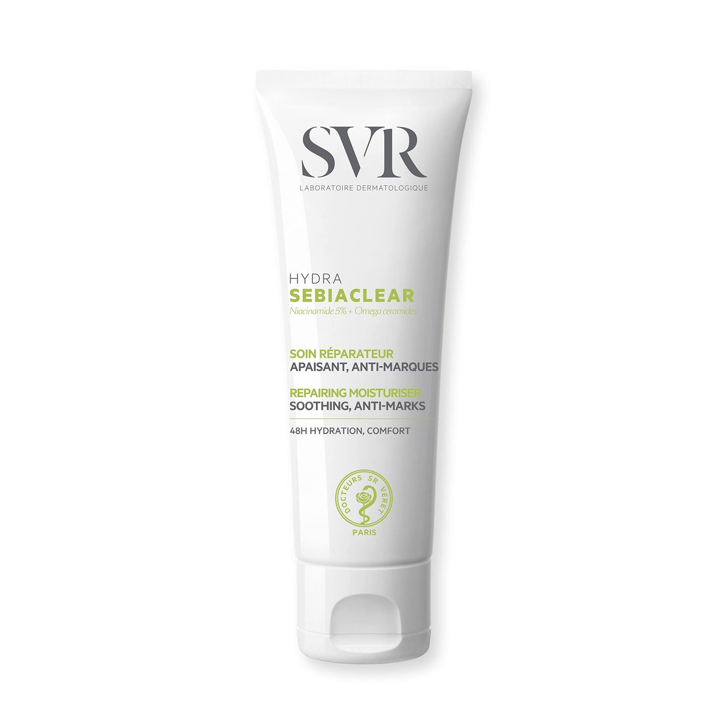 SVR SEBIACLEAR Hydra - Soothing 48hr Hydrating Face Cream for Acne-Prone, Oily, Combination Skin, Post-Acne Treatment Repairing Non-Comedogenic Moistiriser, 40ml