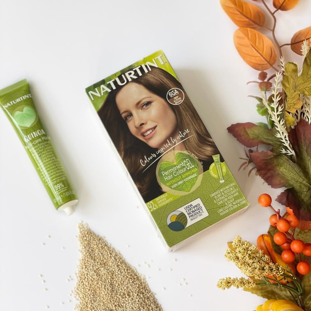 NATURTINT Naturtint Permanent Hair Colour, 6GA Deep Almond Brown, Plant Enriched, Ammonia Free, Long Lasting Grey Coverage and Radiant Colour, Nourishment and Protection