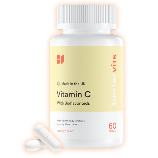 Bettervits Vitamin C | Powerful Antioxidant | Cardiovascular Health | Cell Repair | Potent Dose | Suitable for Vegans | Made in The UK