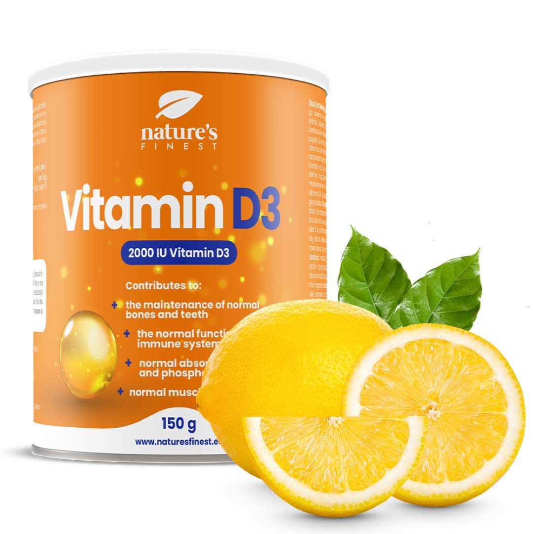 Nature's Finest by Nutrisslim Vitamin D3 Powder 2000IU | 50µg of Vitamin D per Serving | Most Bioavailable Form of Vitamin D3 Powder | for Vegetarians and Vegans