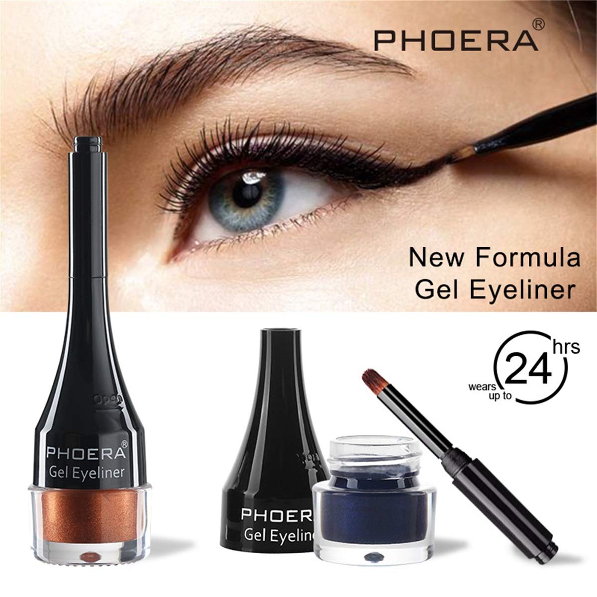 Phoera PHOERA GEL EYELINER LONG LASTING WATERPROOF SMUDGE PROOF 24H MAKEUP 10 SHADE UK (207 GREEN)