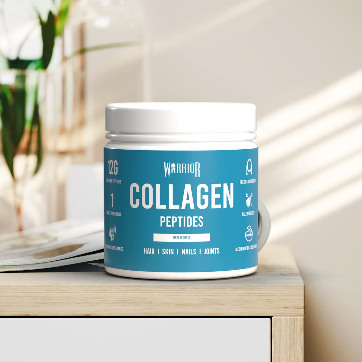 Warrior Collagen Peptides - Collagen Powder - 180g - Made from Premium Bovine Hydrolysed Collagen - to Promote Healthy Skin, Hair, Nails, and Joints (Unflavoured)