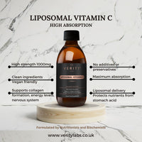 Verity Labs Premium Liposomal Vitamin C Liquid 1000mg | Maximum Absorption - High Bioavailability | No Additives or Fillers | Blood Orange Flavour | Immunity Support
