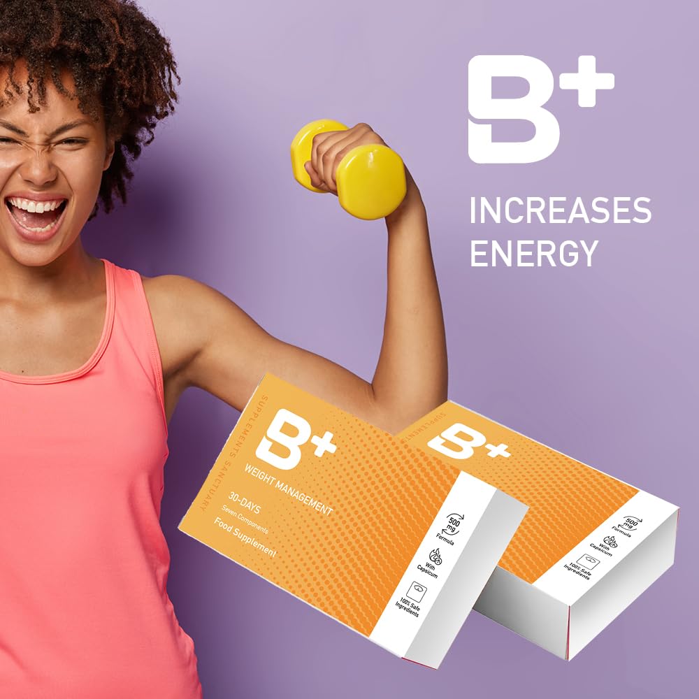 B+ Weight Managment 30 Capsules, 30 Days Supply, Supplements Sanctuary, Natural Food Supplement