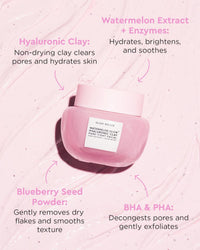 Glow Recipe Watermelon Glow Hyaluronic Clay Pore-Tight Facial - Gentle Exfoliating Clay Mask with Hyaluronic Acid - Help Minimize the Appearance of Pores, Even Tone + Hydrate (60ml / 2oz)