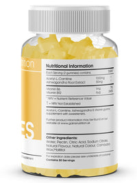 Acetyl L-Carnitine Gummies for Men & Women - 1000mg Acetyl L Carnitine Per Serving with Ashwagandha, Vitamins B6, B12 - Natural Mango Flavoured, Suitable for Vegans