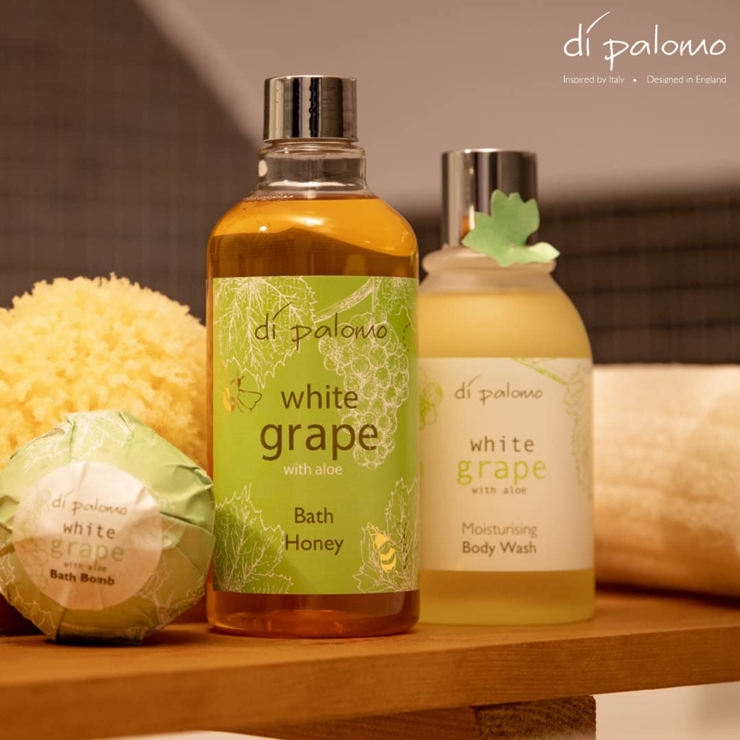 Di Palomo White Grape & Aloe Bath Honey 300ml. Bath Oil & Bubble Bath Blend. Shower Gel with Moisturising Skin Care. Luxury Body Wash Relaxation Gift for Women. Pamper Gifts for Her.