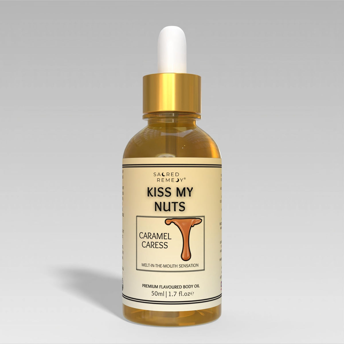 Kiss My Nuts Caramel Caress | Premium Moisturising Oil for Men. Get Smoother, Softer, Sweeter Skin & Prevent Chaffing. Non-Greasy Flavoured Formula for Ultimate Comfort [50ml]