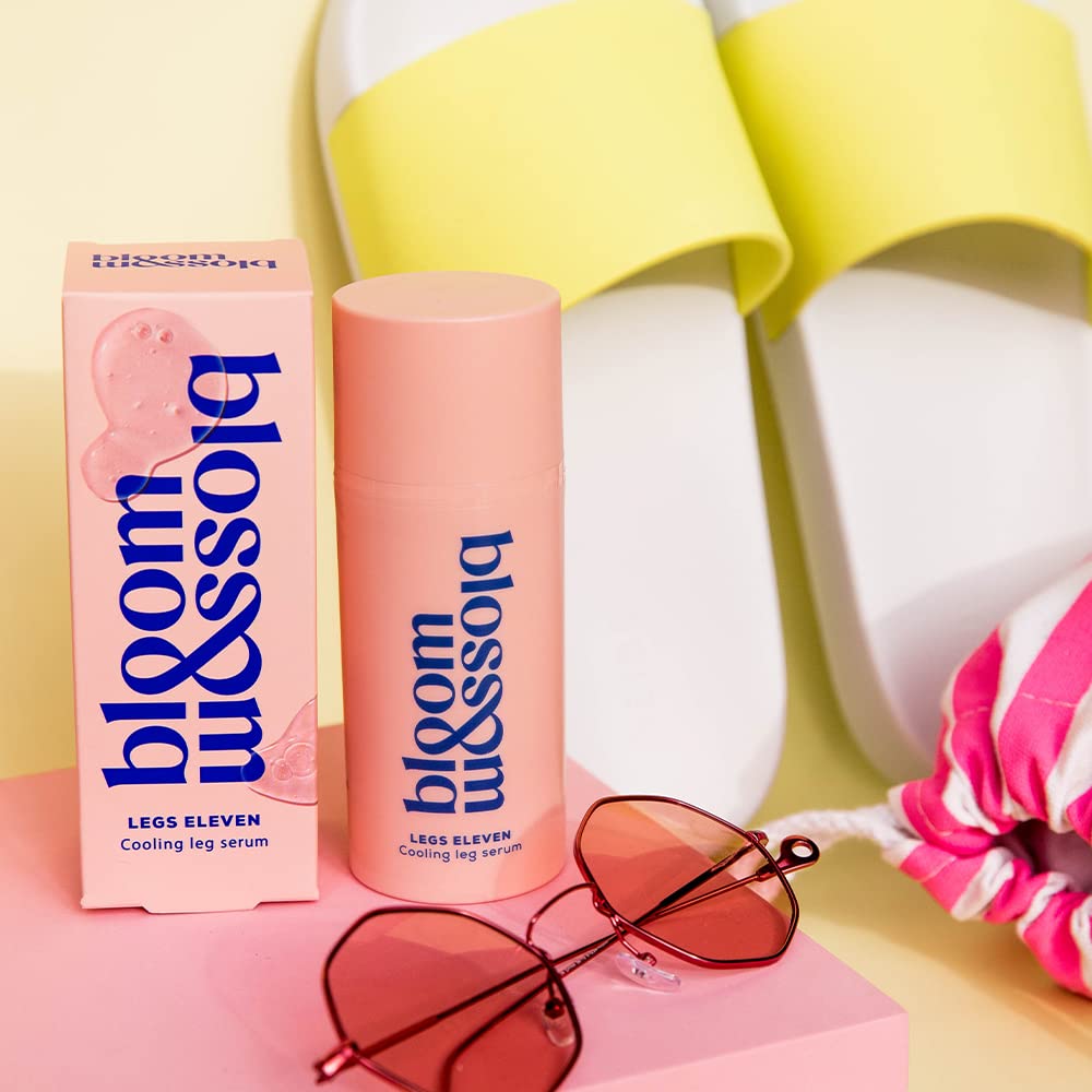 Bloom and Blossom Cooling Leg Serum, Natural Aloe Vera Leg Serum with Vitamins to Revitalise Tired Legs, Peppermint Leg Rub to Refresh and Brighten Dull Skin, Fast-Absorbing Tired Leg Relief 100ml