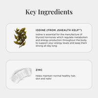 JSHealth Vitamins Hair and Energy Formula, Hair Growth Supplement for Women and Men, Zinc and Iodine Capsules for Healthy Growth, Hair Loss Support, 30 Capsules