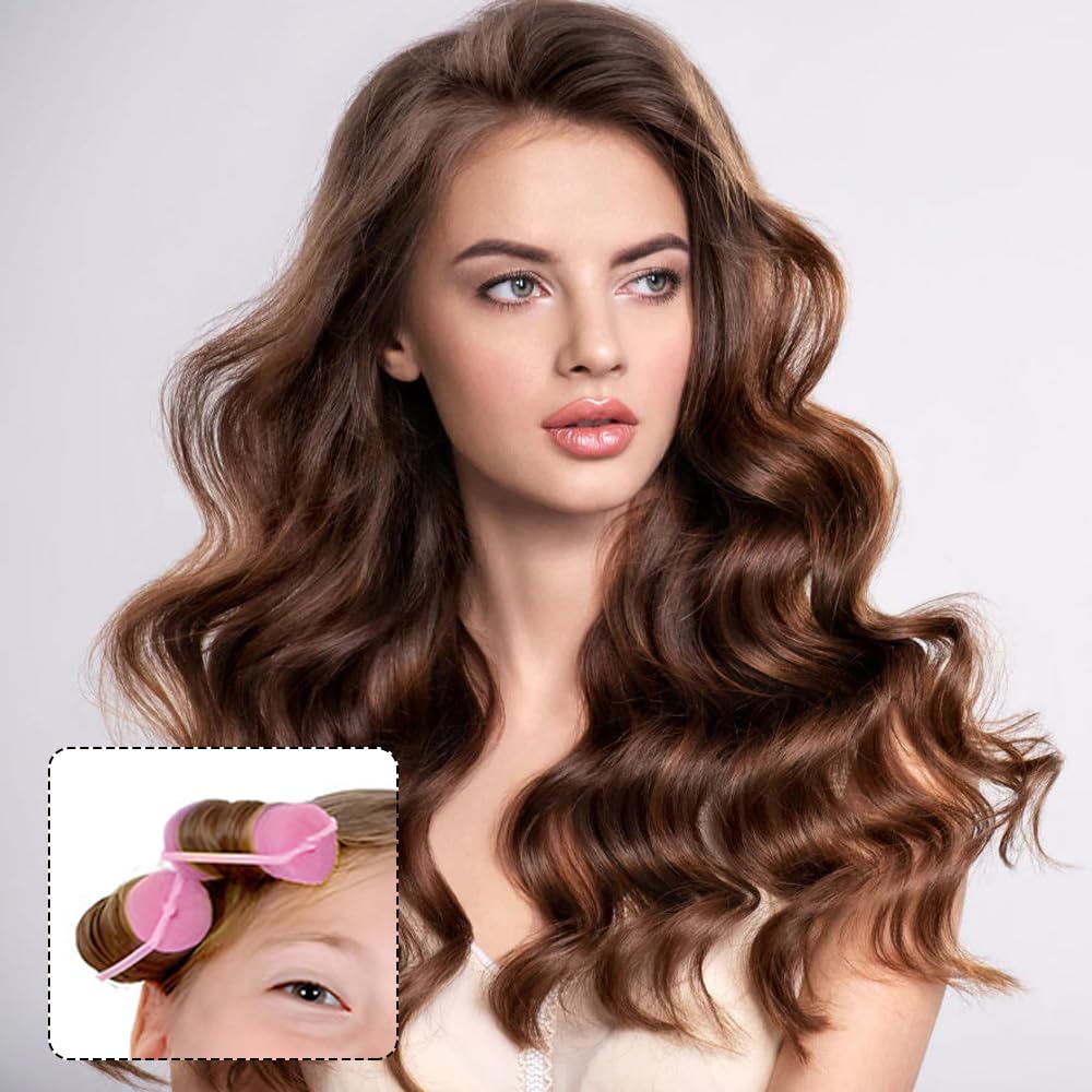 AKSIQIOL 16 Pcs Foam Sponge Hair Rollers, Large Pink Soft Curlers for Women & Girls, Flexible Sleeping Curlers, DIY Hair Styling Tools, 30mm Size