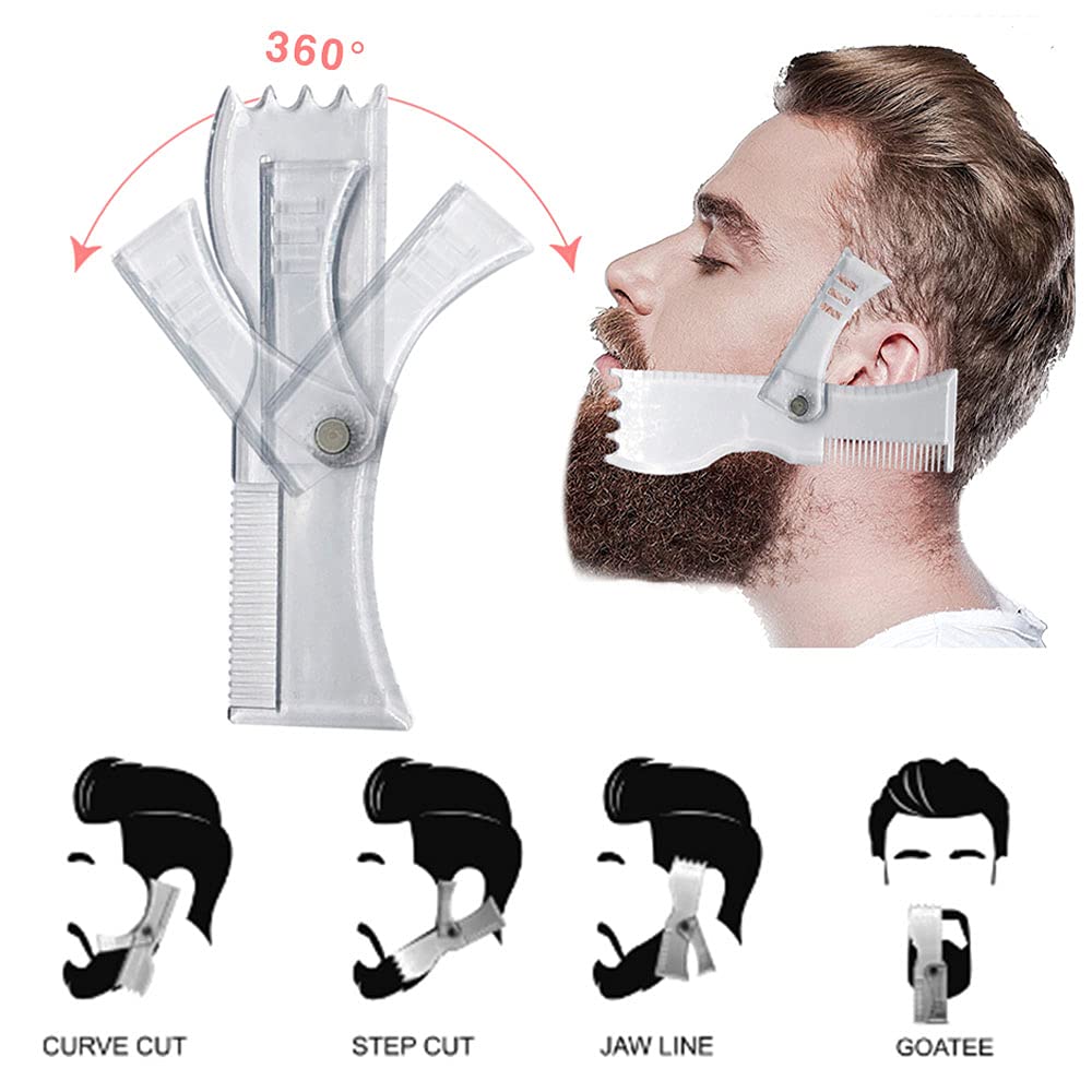 SEIWEI Beard Shaper Template Beard Shaping Tool Styling Comb Stencil for Goatee Mustache Sideburns Facial Hair Trimming Guide Grooming Shaper for Men