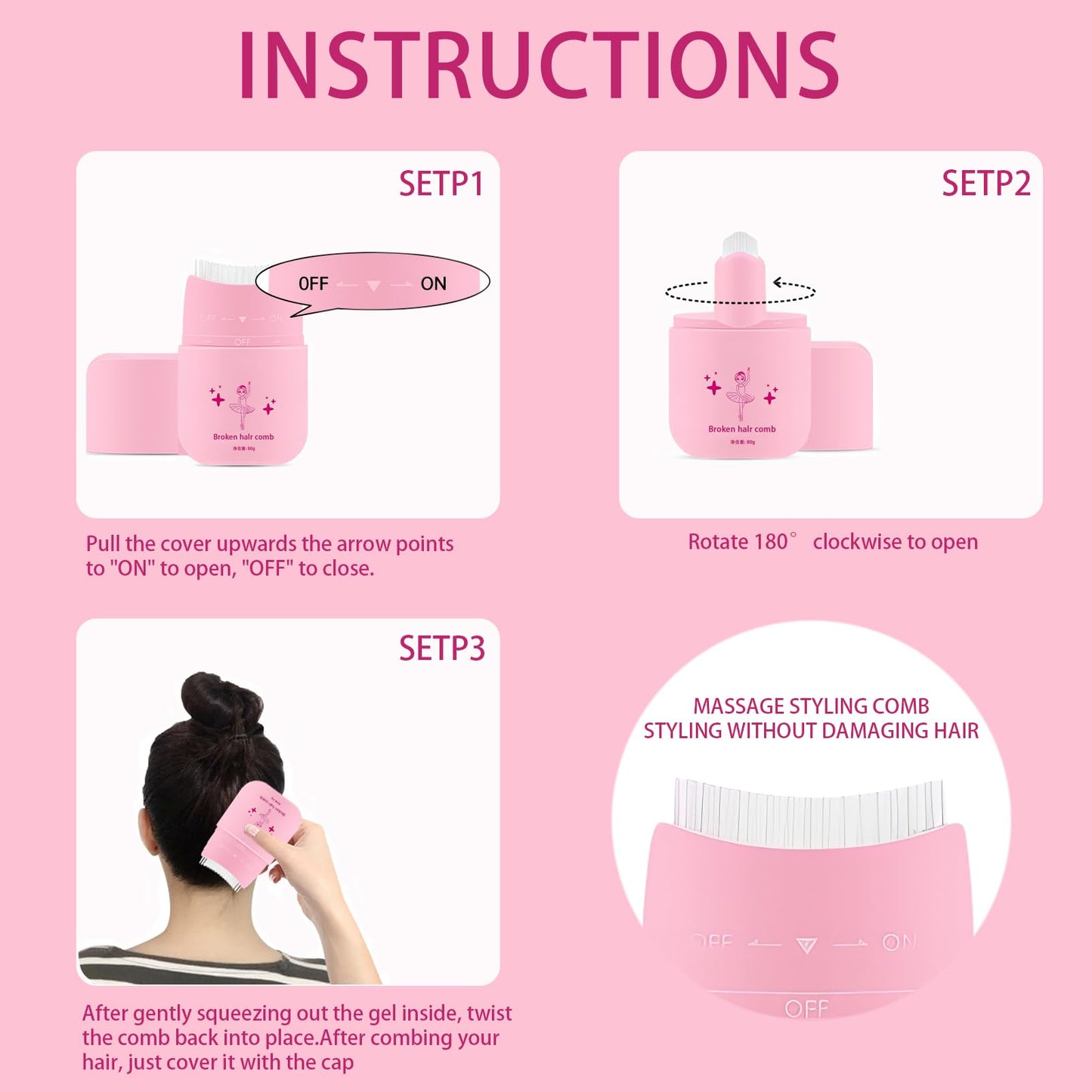 DMQ Hair Gel For Kids With Comb, Kids Broken Hair Finishing Stick Gel,Long Lasting Frizz Control, Natural Ingredients,Suitable for All Hair Styles,Gentle & Easy To Use