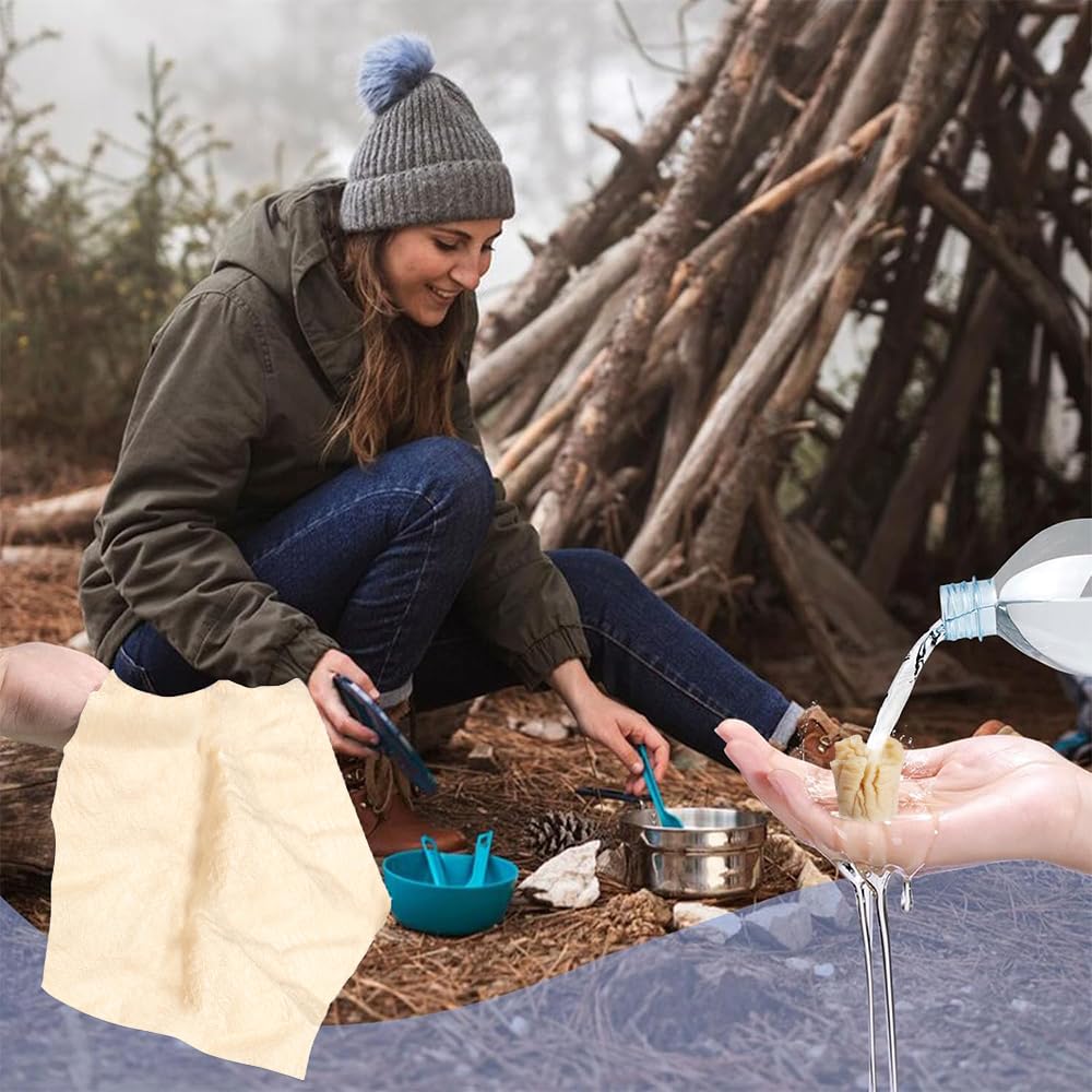 100 Compressed Towels Disposable Compressed Cotton Coin Face Towel Expandable Face Hand Cloth for Camping Traveling Home & Outdoor Activities Skin-Friendly(bbz)