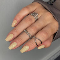 KQueenest Acrylic Press on Nails Short Medium Coffin, Beige False Nails Short Ballerina, Glossy Natural Solid Color Fake Nails Set, Reusable Gel Stick on Nail for Women Finger Daily Wear 24 Pcs