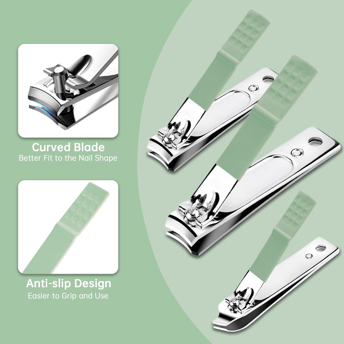 Start Makers START MAKERS Manicure Set - 16 in 1 Professional Nail Clipper Set - Stainless Steel Pedicure Kit Nail Care Kit for Men Women with Storage Travel Case, Green
