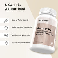 VITAVERUS Glucosamine Complex with Boswellia, Chondroitin, Turmeric, MSM & Quercetin, 90 Capsules