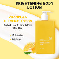 Trendyfave Vitamin C & Turmeric Body Lotion, Large-capacity Body Moisturiser With Vitamin C, Turmeric And Squalane, Remove Dark Spots, Moisturizing Body Lotion for Dry Skin, Body Skin Care Smooth Skin, 300g
