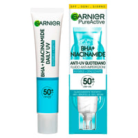 Garnier PureActive Anti-Imperfections Anti-UV Daily Mattifying Facial Fluid with BHA and Niacinamide SPF 50+ Very High Protection - 2 Bottles of 40ml