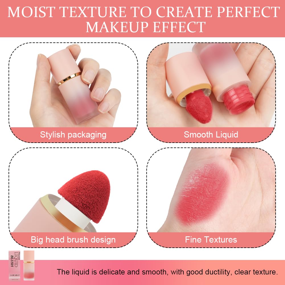 LOPHE Soft Cream Cheek Tint, Long Lasting High-Pigment Liquid Blush Blendable Moisturizing Cream Blush for Cheeks Lips (#06)