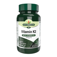 Natures Aid Vitamin K2 100mcg with Vitamin D3 – High Strength MenaQ7 Formula – Supports Bone Strength, Calcium Absorption, Muscle Function – Vegan, Gluten Free, Non-GMO – 30 Capsules