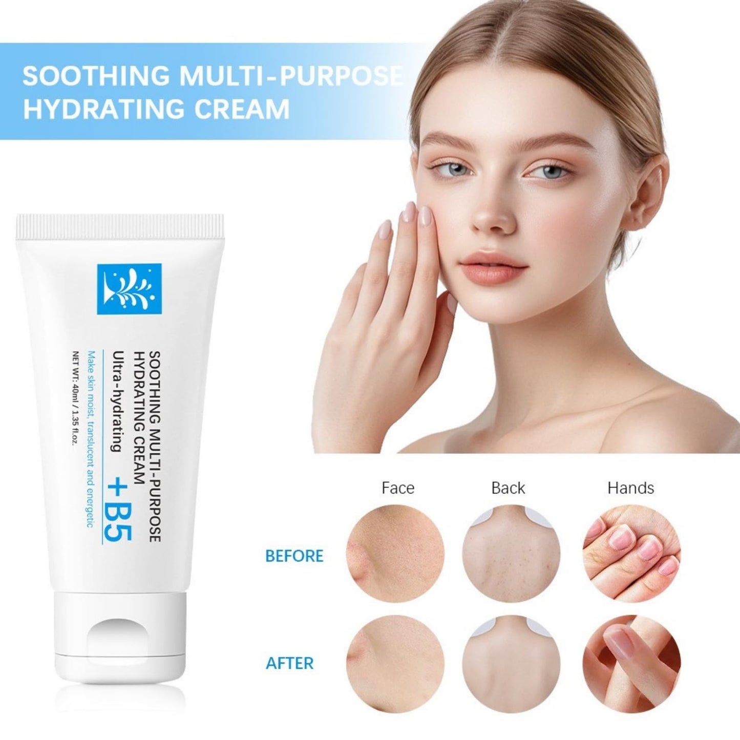 Cureluxe Ultra B5 Sooth and Repair Face Serum Cream,B5 Repairing Balm for Face,Skin Barrier Repair Cream for Dry & Irritated Skin,Multi-Purpose Deep Hydration Serum Face Cream for Face&Body - 2PCS