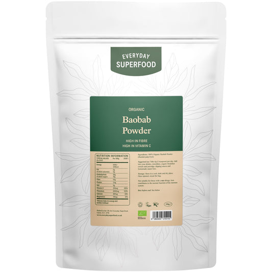 Everyday Superfood Organic Baobab Powder 190g, High Vitamin C, Perfect in Smoothies, Tea and Baking