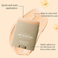 HERBENJOY Airy Sunstick Protection Bar, Broad Spectrum SPF 50+, Invisible No White Cast Sunscreen Stick for Face & Body, Water Resistant Korean Sunblock, Non-Sticky Roll On Sun Protection, 23g