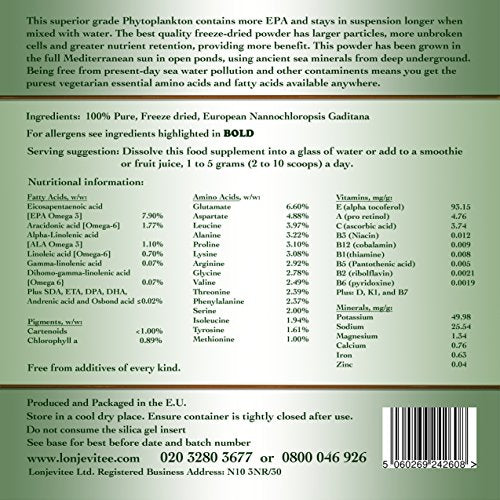 Lonjevitee.com Lonjevitee Phytoplankton - Gold Grade, Pure Freeze Dried Powder - 100g Pouch