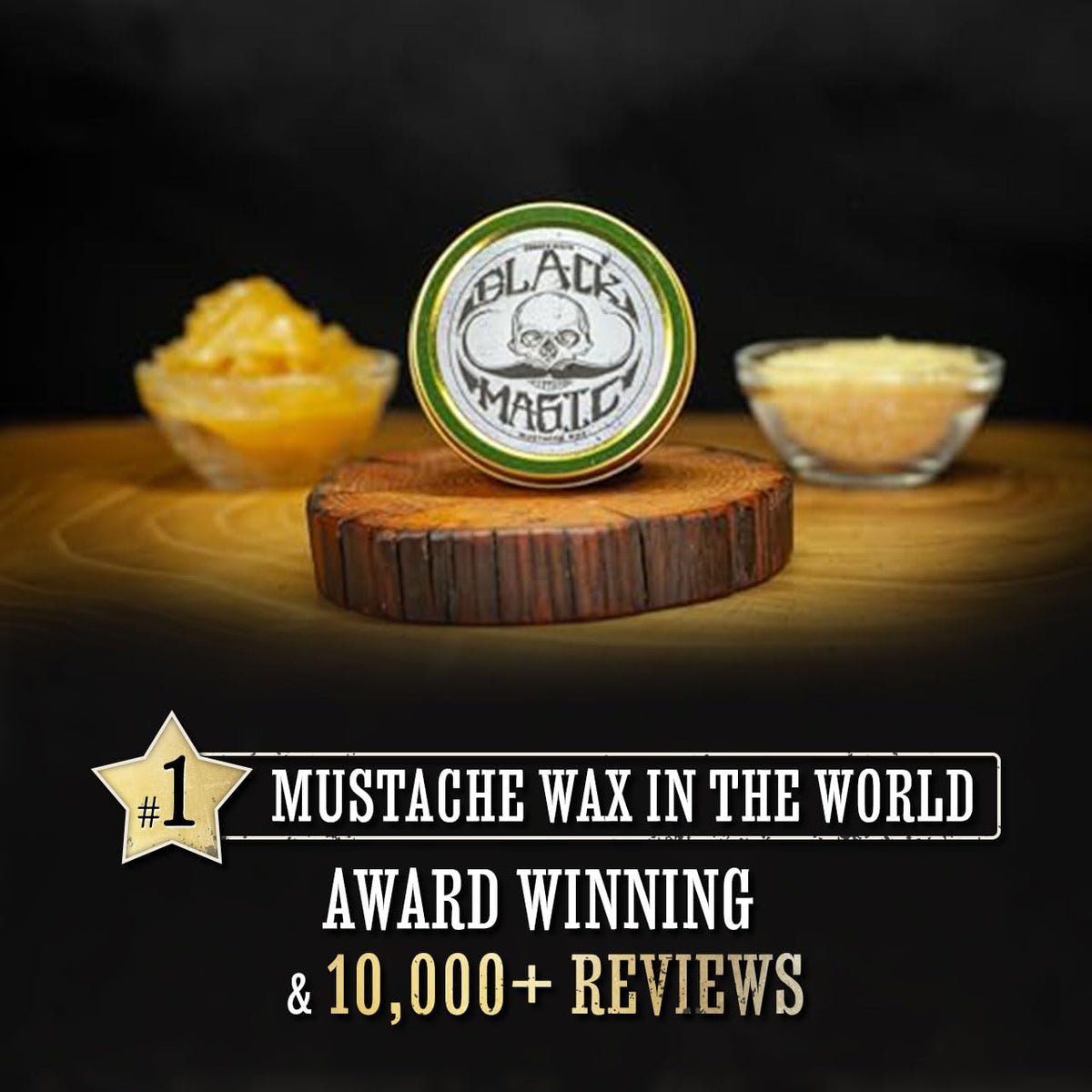 THE VINTAGE GROOMING CO. Black Magic Sudden Death Mustache Wax | Hide Grey Hair | Strong Hold | 1 oz Tin | No Heat Source Required | Unscented