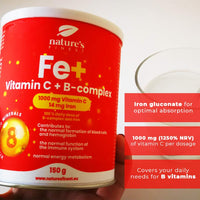 Nature's Finest by Nutrisslim Nature's Finest Fe+ | 14mg of Iron per Serving | 1000mg of Vitamin C per Serving | 100% Daily dose of B-Complex and Iron | No Sugar | Delicious Taste