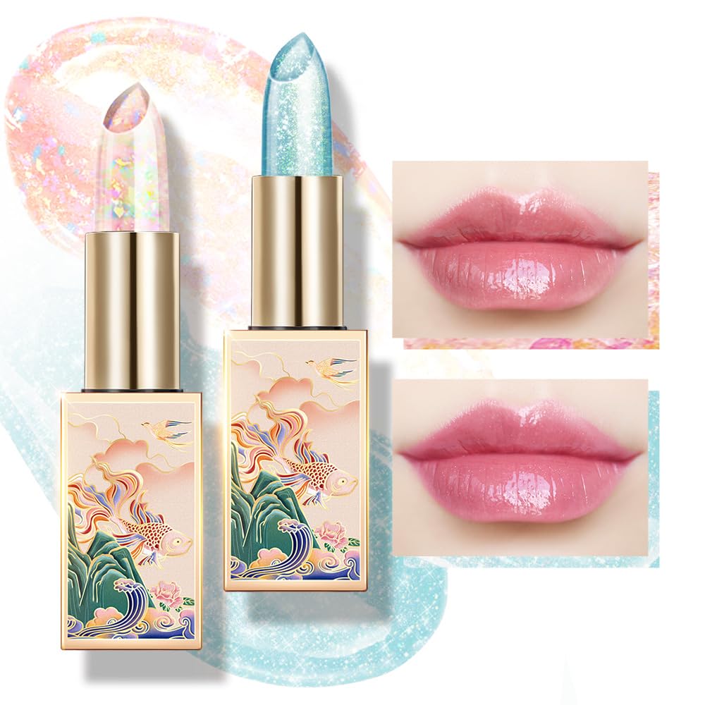 CATKIN Moonlight Lip Balm, Natural Color Change Tinted Lip Balm, Chapstick Lip Balms with Vitamin E for 8h Moisture for Dry Cracked Lips, 3.5g, 2pcs (04+08)